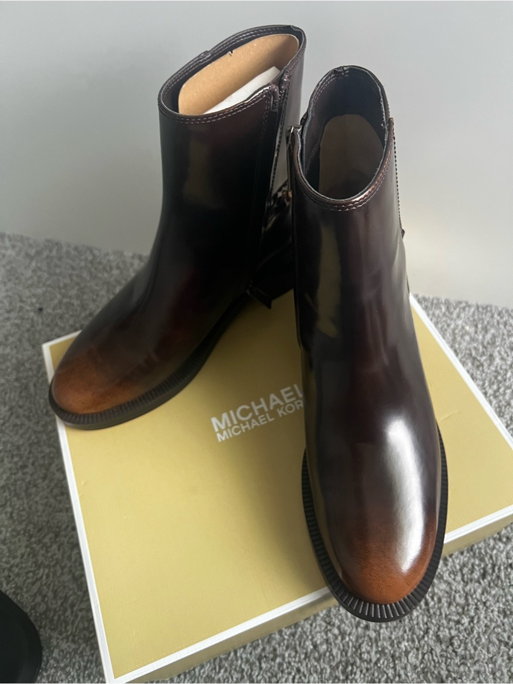 Michael Kors Men’s Brown Burnished Leather Chukka Boots